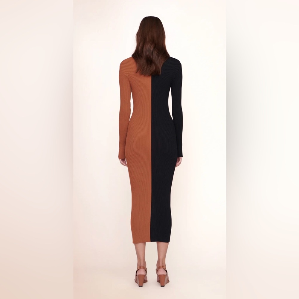Staud shoko sweater dress tan and black, size S, pre-owned - Picture 3 of 9